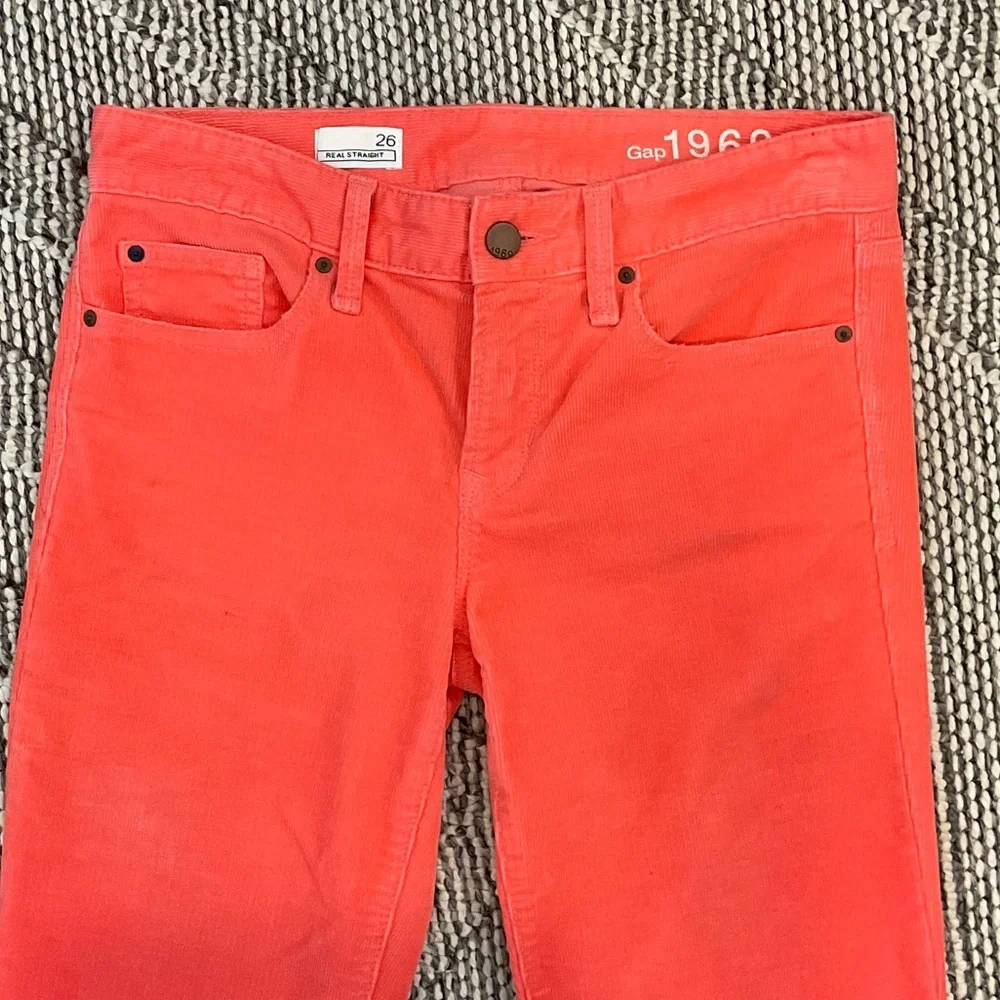 GAP Women's Bright Coral Straight Leg Jeans corduroy thin cotd